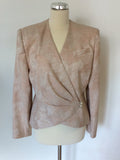 MANSFIELD LONDON PINK & BEIGE JACKET & SKIRT SUIT SIZE 12/14 WITH MATCHING HAT