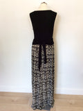 HOBBS BLACK & BEIGE PRINT MAXI DRESS SIZE 16