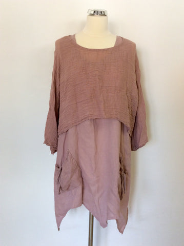 MADE IN ITALY PINK LINEN LAGEN LOOK TOP SIZE L/XL