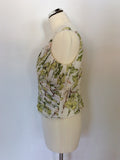 MINUET GREEN & WHITE FLORAL PRINT SILK BODICE TOP SIZE 14