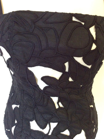 COAST BLACK & WHITE EMBROIDERED APPLIQUÉ BUSTIER TOP SIZE 12