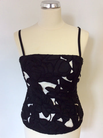 COAST BLACK & WHITE EMBROIDERED APPLIQUÉ BUSTIER TOP SIZE 12