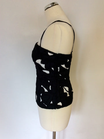 COAST BLACK & WHITE EMBROIDERED APPLIQUÉ BUSTIER TOP SIZE 12