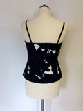 COAST BLACK & WHITE EMBROIDERED APPLIQUÉ BUSTIER TOP SIZE 12