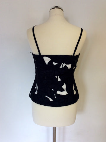 COAST BLACK & WHITE EMBROIDERED APPLIQUÉ BUSTIER TOP SIZE 12
