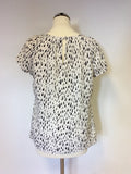 MONSOON BLACK & WHITE PRINT SCOOP NECK TOP SIZE 14