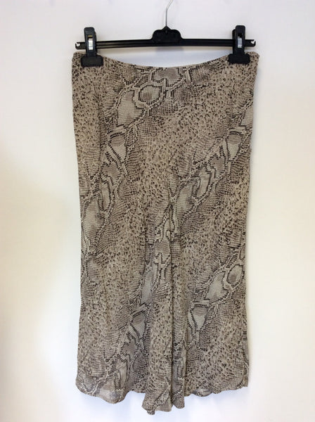 HOBBS BEIGE SNAKESKIN KNEE LENGTH SKIRT SIZE 14