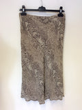 HOBBS BEIGE SNAKESKIN KNEE LENGTH SKIRT SIZE 14