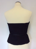 COAST BLACK SILK PLEATED BUSTIER TOP WITH TIE BELT SIZE 12