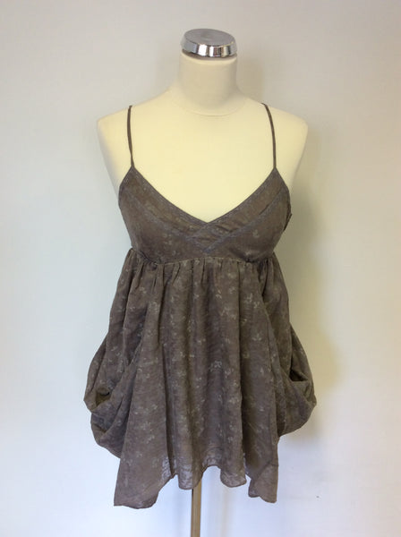 ALL SAINTS THEO LIGHT BROWN STRAPPY SMOCK TOP SIZE 8