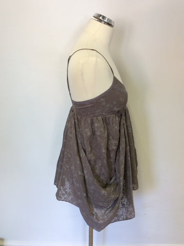 ALL SAINTS THEO LIGHT BROWN STRAPPY SMOCK TOP SIZE 8