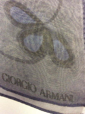 GIORGIO ARMANI BROWN & BLUE FLORAL PRINT SILK SCARF