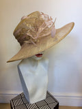 MANSFIELD LONDON PINK & BEIGE JACKET & SKIRT SUIT SIZE 12/14 WITH MATCHING HAT