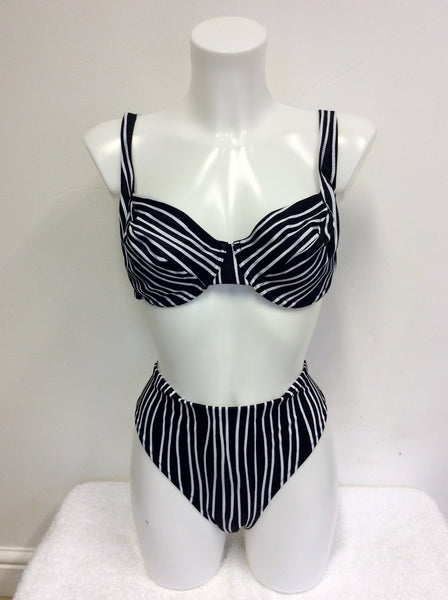BRAND NEW KOM BLACK & WHITE STRIPED BIKINI SIZE 18