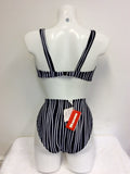 BRAND NEW KOM BLACK & WHITE STRIPED BIKINI SIZE 18