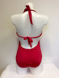 DESIGNER JESSIKA ALLEN BRIGHT RED HALTERNECK SWIMSUIT SIZE 14