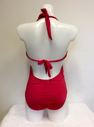 DESIGNER JESSIKA ALLEN BRIGHT RED HALTERNECK SWIMSUIT SIZE 14