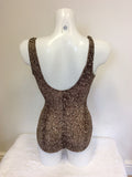 BRAND NEW MELISSA ODABASH BROWN SNAKESKIN SWIMSUIT & MATCHING MAXI DRESS SIZE 12