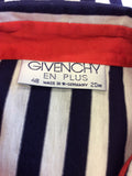 GIVENCHY EN PLUS NAVY BLUE & WHITE STRIPE SHORT SLEEVE SHIRT SIZE 20