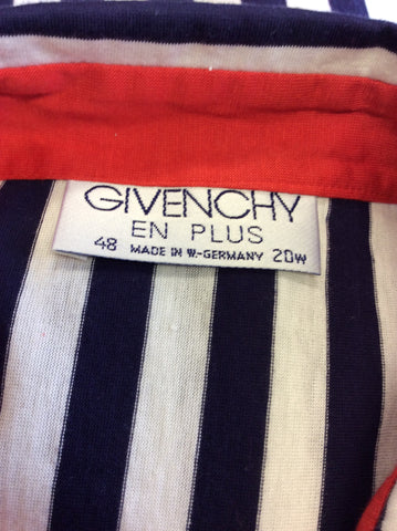 GIVENCHY EN PLUS NAVY BLUE & WHITE STRIPE SHORT SLEEVE SHIRT SIZE 20