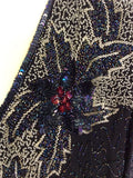 SERENADE BLACK SEQUINNED & BEADED SILK TOP SIZE 26