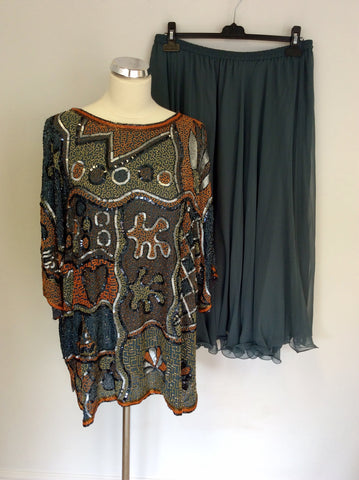 OLIVER JAMES BEADED & SEQUINNED TOP & FLOATY SKIRT SIZE XL