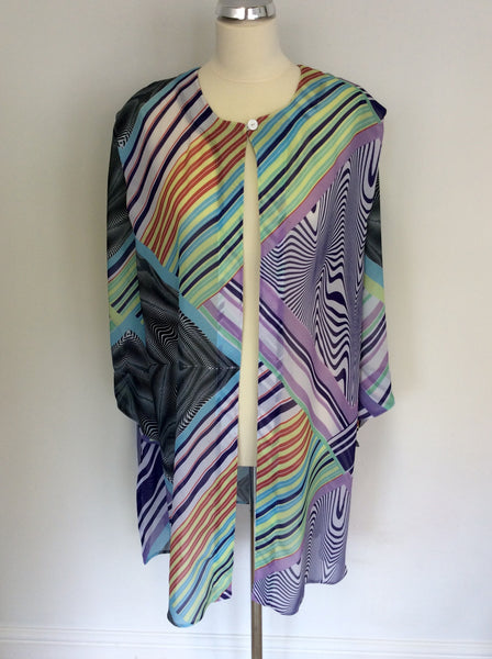 ELENA  GRUNERT MULTICOLOURED PRINT DUSTER COAT/ OVER BLOUSE SIZE XL