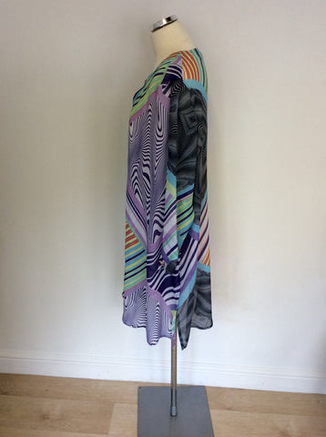 ELENA  GRUNERT MULTICOLOURED PRINT DUSTER COAT/ OVER BLOUSE SIZE XL