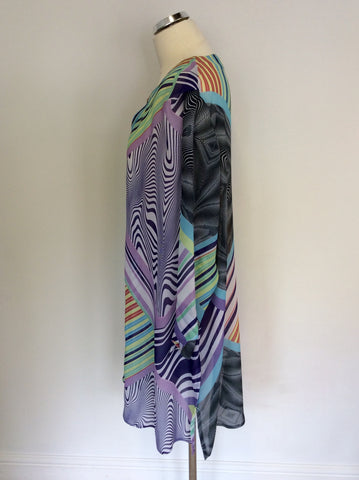 ELENA  GRUNERT MULTICOLOURED PRINT DUSTER COAT/ OVER BLOUSE SIZE XL