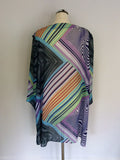 ELENA  GRUNERT MULTICOLOURED PRINT DUSTER COAT/ OVER BLOUSE SIZE XL