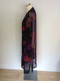 SPIRITO DI ARTIGIANO BLACK,RED & PURPLE SILK DUSTER COAT SIZE XXL