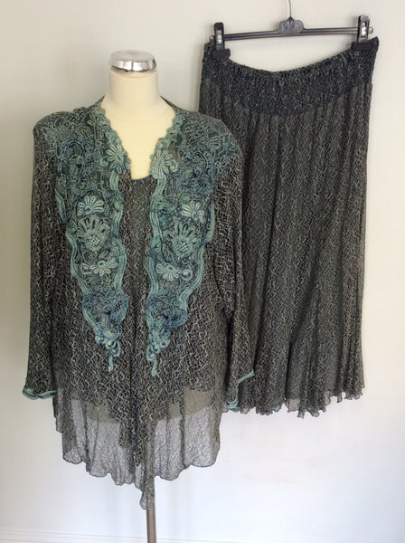 TUSCANY GREEN & GREY LACE EMBROIDERED TRIM MATCHING OUTFIT SIZE XXXL