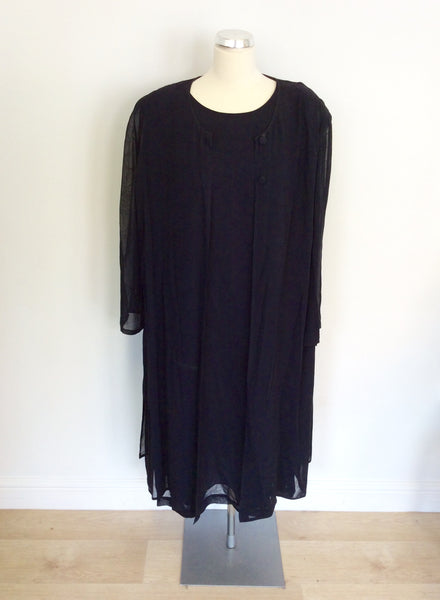 ITALIAN DESIGNER FAUSTA CINQUINI DARK BLUE DRESS & DUSTER COAT SIZE 26/28