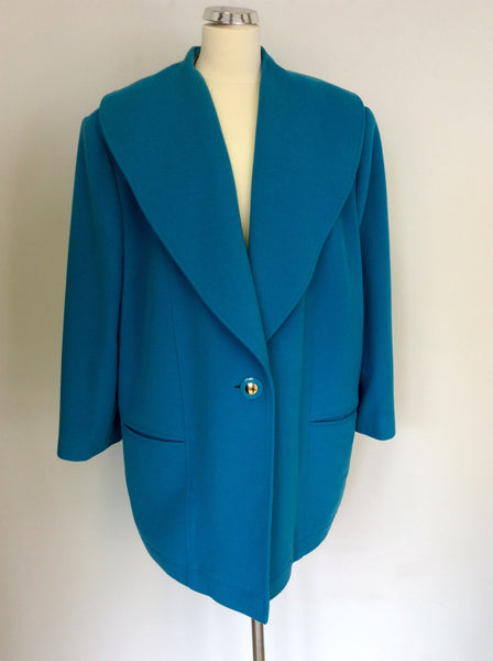 PATRIZIA S BY MONDI TURQOUISE WOOL BLEND JACKET SIZE 22