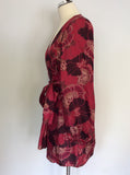 PHASE EIGHT RED SHADES FLORAL SILK WRAP AROUND TUNIC TOP SIZE 14
