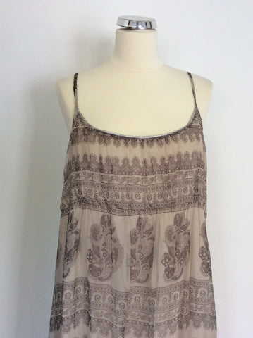 MINT VELVET BEIGE PRINT MAXI DRESS SIZE 18