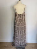 MINT VELVET BEIGE PRINT MAXI DRESS SIZE 18