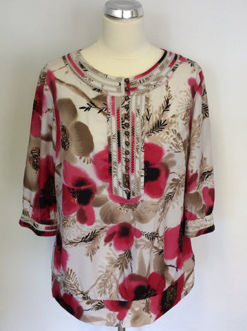BRAND NEW MONSOON FLORAL PRINT SCOOP NECK TOP SIZE 16