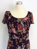 LAURA ASHLEY DARK PLUM FLORAL PRINT SILK DRESS SIZE 12