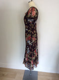 LAURA ASHLEY DARK PLUM FLORAL PRINT SILK DRESS SIZE 12
