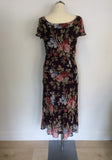 LAURA ASHLEY DARK PLUM FLORAL PRINT SILK DRESS SIZE 12