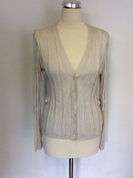 RALPH LAUREN CREAM V NECK CARDIGAN SIZE L