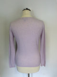 PURE COLLECTION PALE LILAC CASHMERE V NECK JUMPER SIZE 10