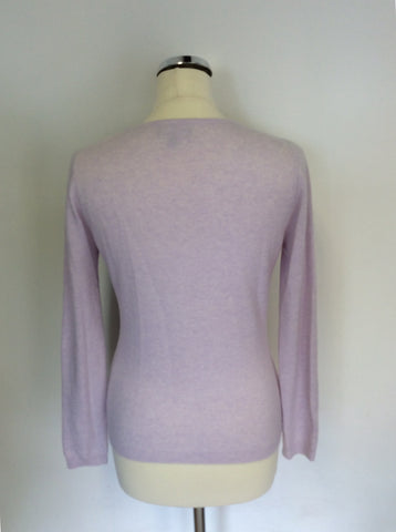 PURE COLLECTION PALE LILAC CASHMERE V NECK JUMPER SIZE 10
