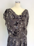 MINT VELVET GREY PRINT SILK DRESS SIZE 16