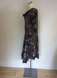 MINT VELVET GREY PRINT SILK DRESS SIZE 16