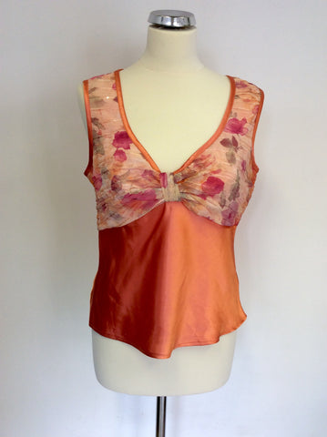 JOSEPH RIBKOFF CORAL FLORAL PRINT BLOUSE/JACKET & MATCHING TOP SIZE 12