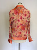 JOSEPH RIBKOFF CORAL FLORAL PRINT BLOUSE/JACKET & MATCHING TOP SIZE 12