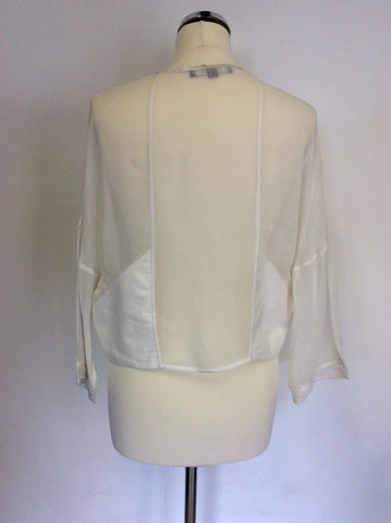 NITYA WHITE SHEER V NECKLINE OVER BLOUSE TOP SIZE 16