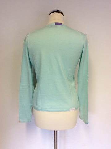 PAUL SMITH MINT GREEN V NECK COTTON & CASHMERE JUMPER SIZE L